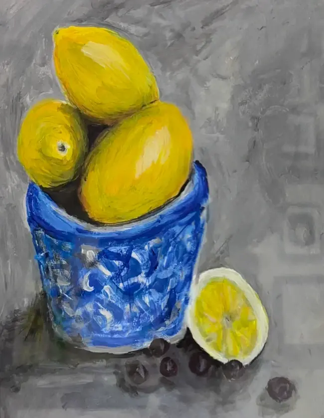 Lemon and Blueberries, original artwork by Fort Walton Beach Artist, Laurette Turner.