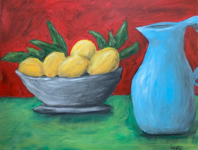 Lemon Still Life, original artwork by Fort Walton Beach Artist, Laurette Turner.