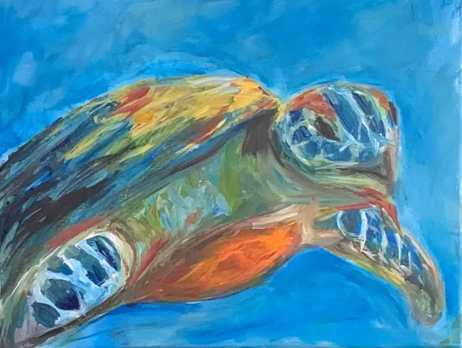 Sea Turtle, original artwork by Fort Walton Beach Artist, Laurette Turner.